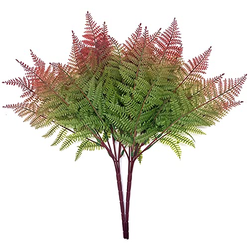 PASYOU Artificial Fern Plants, Plastic Shrubs Fake Bushes Grass Shrub Greenery Leaves Bush Home Indoor Outdoor Garden Party Verandah Wedding D??cor DIY Table Arrangement Decoration Planter Filler 2 Pcs