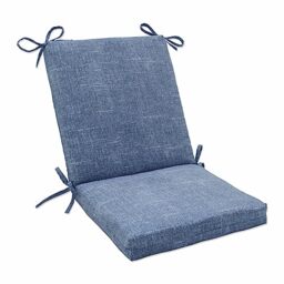 Pillow Perfect Outdoor - Indoor Tory Denim Squared Corners Chair Cushion, 36.5 X 18 X 3, Blue