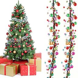 WILLBOND 9 ft Multicolor Christmas Ball Garland Ball Ornaments Hanging Baubles Ornament for Xmas Christmas Tree Fireplace Wreath Indoor Outdoor Home Office Decoration