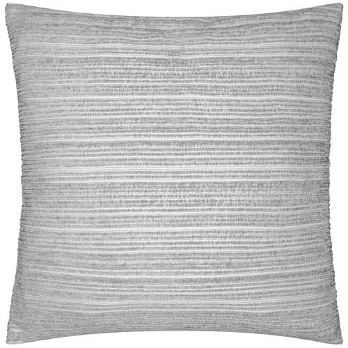 Paoletti Jupiter Feather Filled Cushion – Pearlescent Jacquard Chenille Linear Textured Decorative Pillow (Silver - 50x50cm)