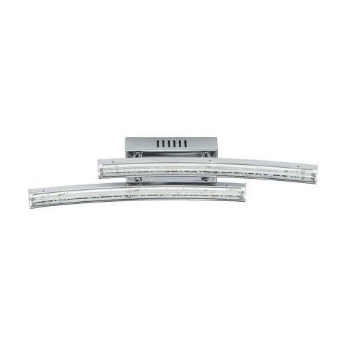 EGLO Pertini LED Wall Light, 2-Bulb Wall Light, Indoor Wall Spotlight Made of Steel, Aluminium and Plastic, Living Room Lamp, Hallway Lamp in Chrome, Transparent