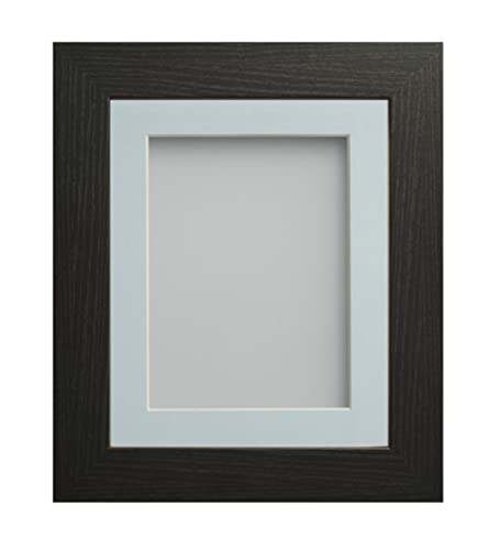 Frame Company Watson Black Picture Photo Frame fitted with Perspex, 10x10 inch with Light Blue Mount for image size 8x8 inch