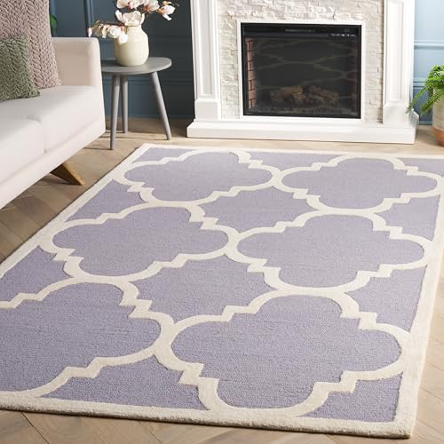 Safavieh Modern Indoor Hand Tufted Rectangle Area Rug, Cambridge Collection, CAM140, in Silver / Ivory, 122 X 183 cm for Living Room, Bedroom or Any Indoor Space