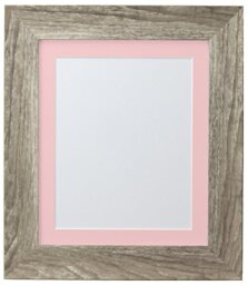 FRAMES BY POST Hygge Picture, Photo and Poster Frame, Plastic Glass, Grey Ash with Pink Mount, 30 x 24 Inches Image Size A2
