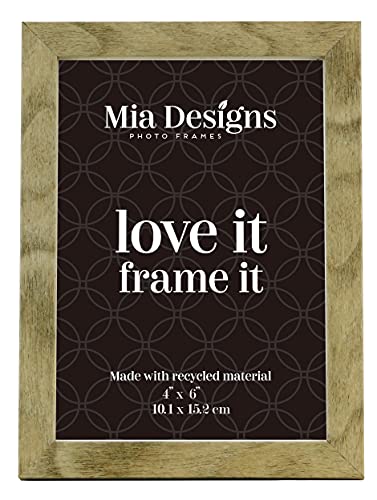 Mia Designs Picture Frame Grey Oak 4x6 (10x15cm) Photo Frame for Desk, Wall and Table Top in Eco-friendly PS material Environmentally Friendly Freestanding Frame