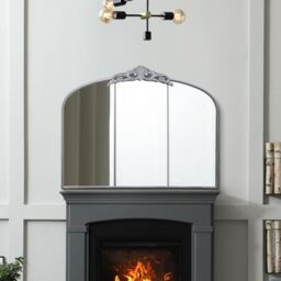 "MirrorOutlet The Crown - Silver Metal Framed Classic Arched Wall Mirror with Feature Crown 40"" X 31"" (102CM X 80CM) Black. 2cm Wide Frame and 3cm Deep."