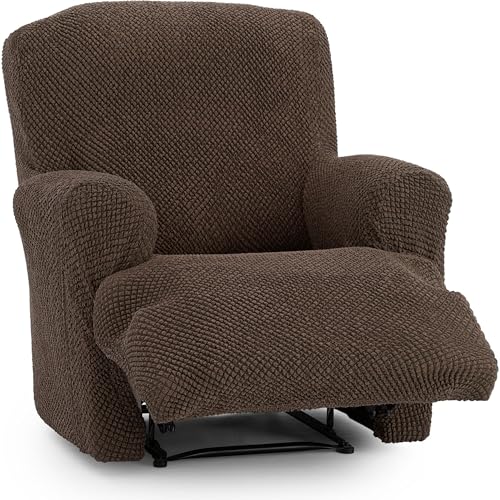 ECOMMERC3 Universal and Versatile Sofa Cover for 1 Seater Feet Together Relax ??? Brown Sofa Cover Protector Easy to Install for Back, Seat and Arms