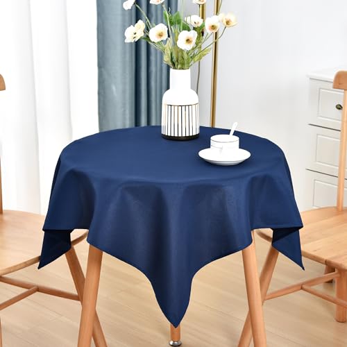Nacuci Small Square Tablecloth 36 x 36 in Polyester Fabric Cloth, Navy Blue - Farmhouse Washable Table Cloth, Reusable Table Cover Solid Color for Nightstands, End, Side & Accent Tables