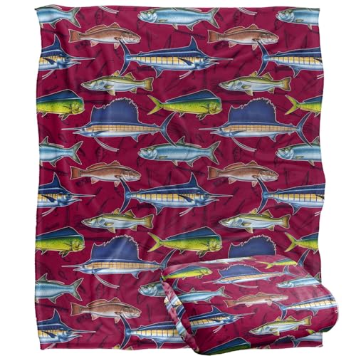 Jq Licensing Saltfish Fishing Pattern Silky Touch Super Soft Throw Blanket 152 X 127 Cm
