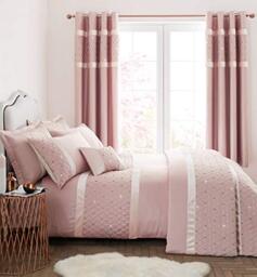 Catherine Lansfield Sequin Cluster Super King Duvet Set Blush