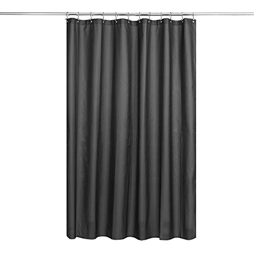 N&Y HOME Fabric Shower Curtain or Liner with Magnets Dark Charcoal Grey - Hotel Quality, Machine Washable, Water Repellent - Graphite Gray, 72x72