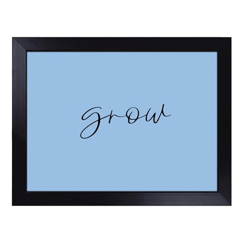 Lap Tray with Bean Bag Cushion, Grow Typography Quote - Handmade in the UK, Raised Wooden Edge, Padded Cushion, Heat-Resistant Wipe-Clean Surface, for Meals, Laptops and Crafts
