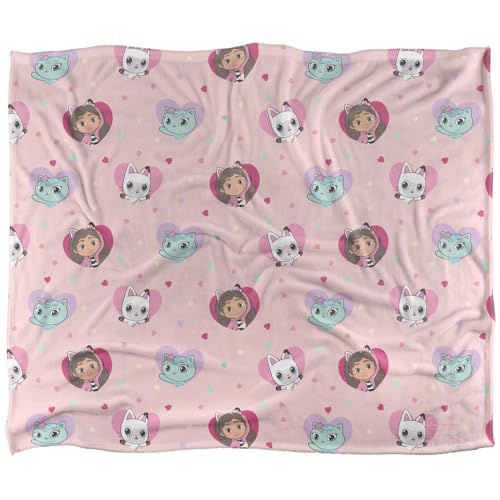 Gabby'S Dollhouse Pandy Paws Hearts Silky Touch Super Soft Throw Blanket 152 X 127 Cm