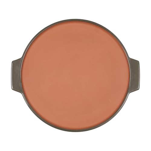 Sintra Terracotta Baking Stone with Glazed Rim & Handles 34cm (Olive Green) - Unglazed Centre, Heat Resistant 350??C, Oven to Table, Mediterranean Style, 34cm Diameter