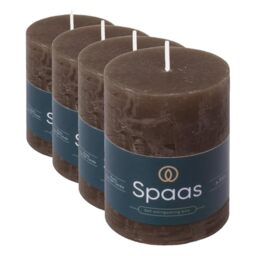 Spaas Rustic Pillar Candle 70/95 mm 35h, Dark Brown (Pack of 4)