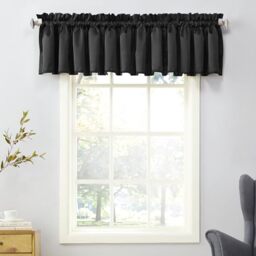"Sun Zero Barrow Solid Energy Efficient Rod Pocket Curtain Valance, 108"" x 18"", Black"