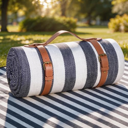 sapsisel 80”x 80” Picnic Blanket Extra Large, Waterproof and Foldable Beach Blanket, 3-Layer Outdoor Blanket for 6 to 8 Adults, for Camping, Park, Beach, Grass, Indoors