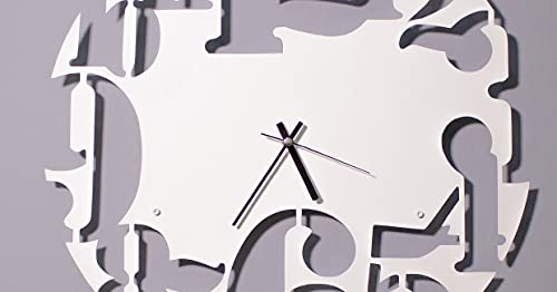 Homemania Clock – Storage, Books – Wall, Living Room, Bedroom – White Metal, 50 x 0.15 x 50 cm, 50 X 0.15 X 50cm