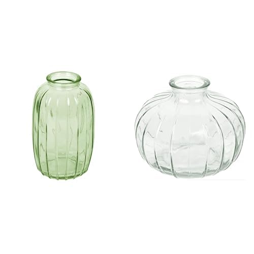 Talking Tables Green Glass Bud Vase for flowers, s & Talking Tables Clear Glass Bud Vase for flowers, s Table Decor Bundle
