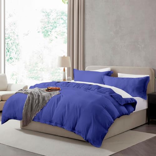Hearth & Harbor Twin Duvet Cover Set - Twin/Twin XL Soft Prewashed Royal Blue Duvet Cover, 2 Piece Set with Zipper Closure, 1 Duvet Cover 68x90 inches and 1 Pillow Sham