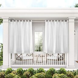 "Exclusive Home Cabana Solid Indoor/Outdoor Light Filtering Hook-and-Loop Tab Top Curtain Panel, 54""x63"", White, Set of 2"