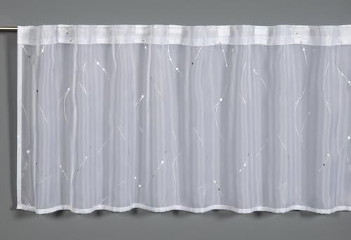 Gardinia Bistro Curtain Voile with Foil Print, White, 140 x 45 cm