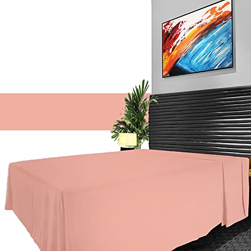 GC GAVENO CAVAILIA Percale Flat, 100% Polycotton Top Sheets, Non Iron Easy Care Plain Dyed Bedding 180 Thread Count, Cotton Blend, Blush Pink, Single