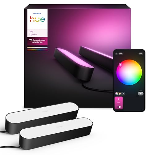 Philips Hue Play White and Colour Ambiance Smart Light Bar Double Pack Base Unit, Entertainment Lighting for TV and Gaming (Works with Alexa, Google Assistant and Apple HomeKit), Black