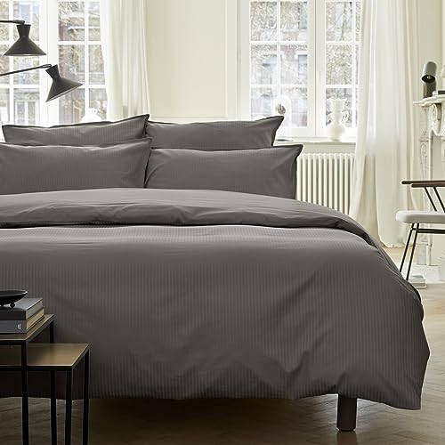 Cotton Satin Duvet Cover, Grand Hotel, Zinc, 140 x 200 cm, Essix