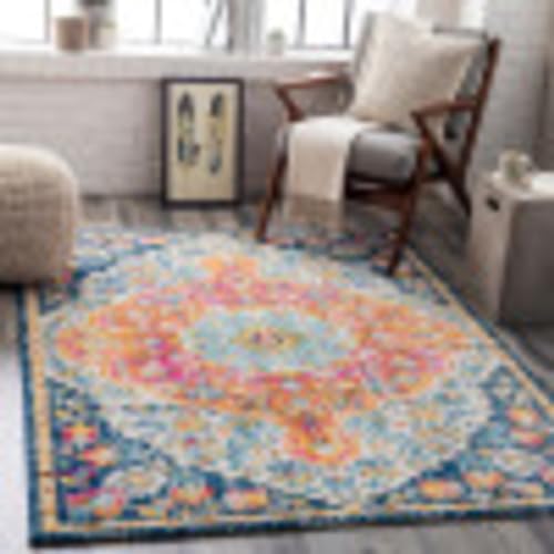 Livabliss Wren Aflou Vintage Carpet 200x275 cm, Traditional Multicolour Boho Design for Living Room, Dining & Kitchen, Easy Care Pile, Fuchsia Orange Blue