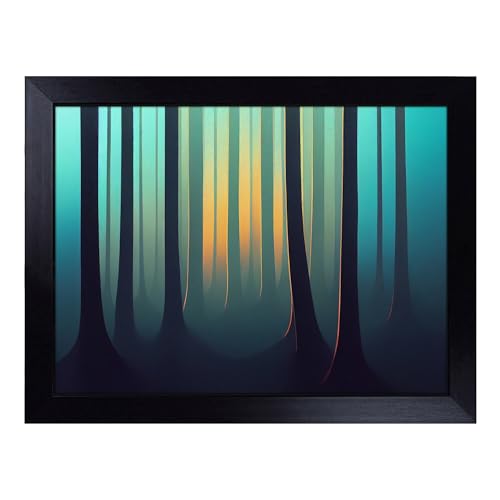 Lap Tray with Bean Bag Cushion, An Ethereal Forest - Handmade in the UK, Raised Wooden Edge, Padded Cushion, Heat-Resistant Wipe-Clean Surface, for Meals, Laptops and Crafts