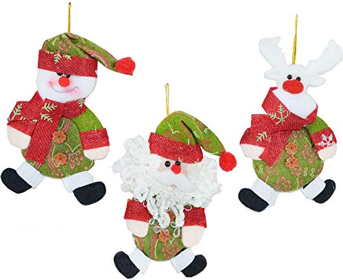 Shatchi 3 Handmade Novelty Christmas Tree Hanging Decoration Xmas Home Decor Stocking Fillers Santa Snowman Reindeer Teddy Toys Gifts