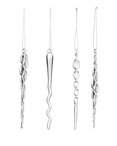 Clear Mixed Glass Icicles – 20-Piece Set, 14–15 cm – Glass Christmas Tree Decorations