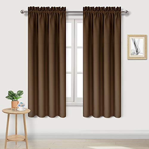 DWCN Blackout Curtains ??? Thermal Insulated, Energy Saving & Noise Reducing Bedroom and Living Room Curtains, Brown, W 42x L 63 Inch, Set of 2 Rod Pocket Curtain Panels