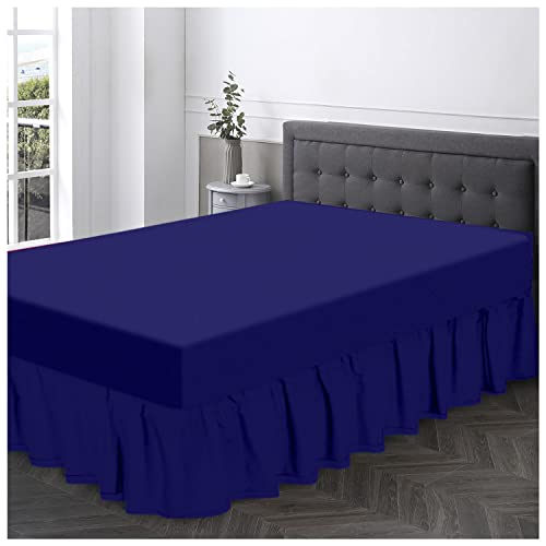 Gaveno Cavailia Super Soft Plain Dyed Diamond Valance Sheet [ King - Royal Blue ]