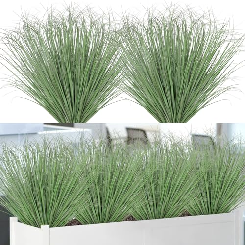 Betylifoy Artificial Outdoor Plants 20PCS UV Resistant Faux Plants Shrubs Fake Plant Artificial Grass Plant Artificial Greenery Stems for Indoor Outdoor Window Home Decor (20, Light Green)