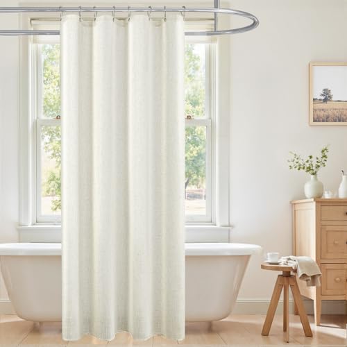 KOUFALL Natural Waterproof Linen Fabric Shower Curtain 54x72 Inch Length