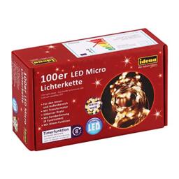 Idena LED Fairy Lights for Indoor and Outdoor Use with Timer, Copper PVC, Weiß und Warm Weiß, 100er