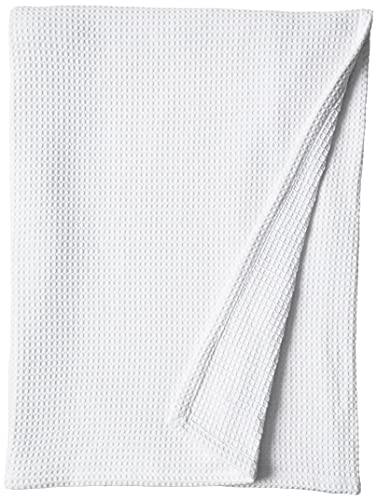 Vera Wang - Queen Blanket, Luxury Cotton Bedding, Super Soft Essentials with Waffle Weave Knit (Waffleweave White, Queen)