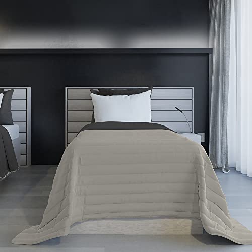 Italian Bed Linen FIRE PROOF SUMMER DUVET MICROFIBRE BICOLOR LIGHT GREY/Dark Grey, 170 x 270 cm
