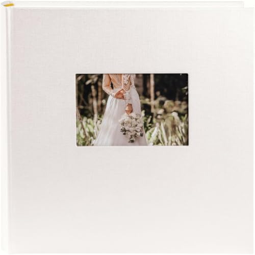 goldbuch 31485 Wedding Photo Album with Window Cut-Out Romeo Wedding Photo Album 30 x 31 cm Album with 100 White Pages with Glassine Dividers Memory Album with Faux Leather White