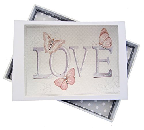 White Cotton Cards, Love Mini Photo Album, Vintage Butterflies, LV1T, Board, 12.5 x 17.5 x 2.5 cm