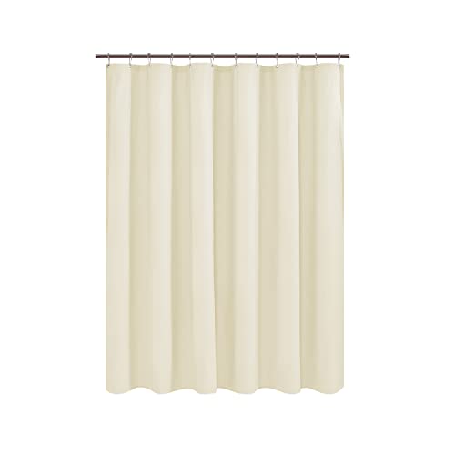Mrs Awesome Embossed Microfiber Long Shower Curtain Liner 71 x 75 inches, Soft Fabric Shower Curtain Washable and Water Repellent,71x75, Cream