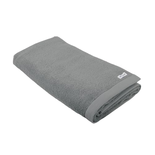 Tom Tailor Sauna Towel, 80 x 200 cm, 100% Cotton/Terry Towel, with Two Hangers and Label with Logo, Colour Bath Towel Grey (Moody Grey)