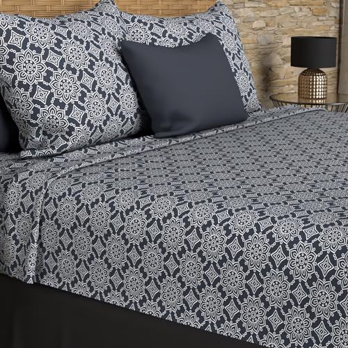 Soleil d'ocre Set of sheets cotton 57 son 240 x 290 cm Esmeralda navy