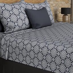 Soleil d'ocre Set of sheets cotton 57 son 240 x 290 cm Esmeralda navy