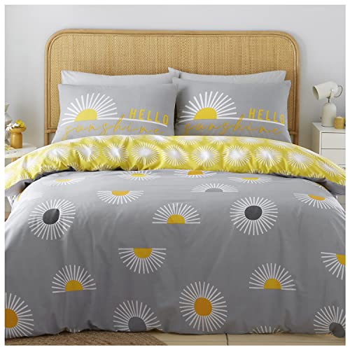 GC GAVENO CAVAILIA Luxury Polycotton Duvet Cover King Size, Washable Geometric Bedding Sets, Lightweight Reversible Comforter Covers, Grey