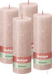 Bolsius Rustic Pillar Candle - Soft Pink - Pack of 4 - Long Burning Time of 85 Hours - Household Candle - Interior Decoration - Unscented - Natural Vegan Wax - No Palm Oil - 19 x 7 cm