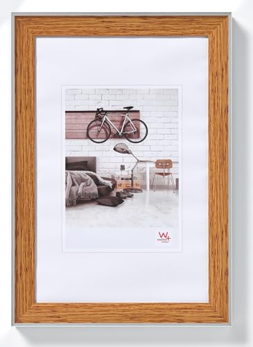 walther Design Picture Frame Beech 18 x 24 cm with Silver Outer Edge, Bohemian Design Frame EN824P