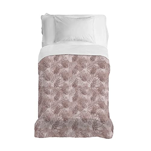 PENSIERI DELICATI Bedspread 220 x 280 cm, Single Sheet 100% Cotton Pique, Ideal as a Furniture Cover, 1 and a Half Bed Blanket, Tropical Pink Pattern, 100% Made in Italy